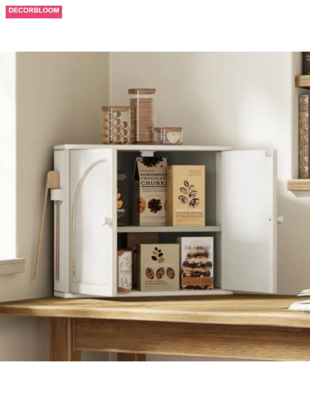2 Tier Bamboo Corner Bread Box Kitchen Counter Storage